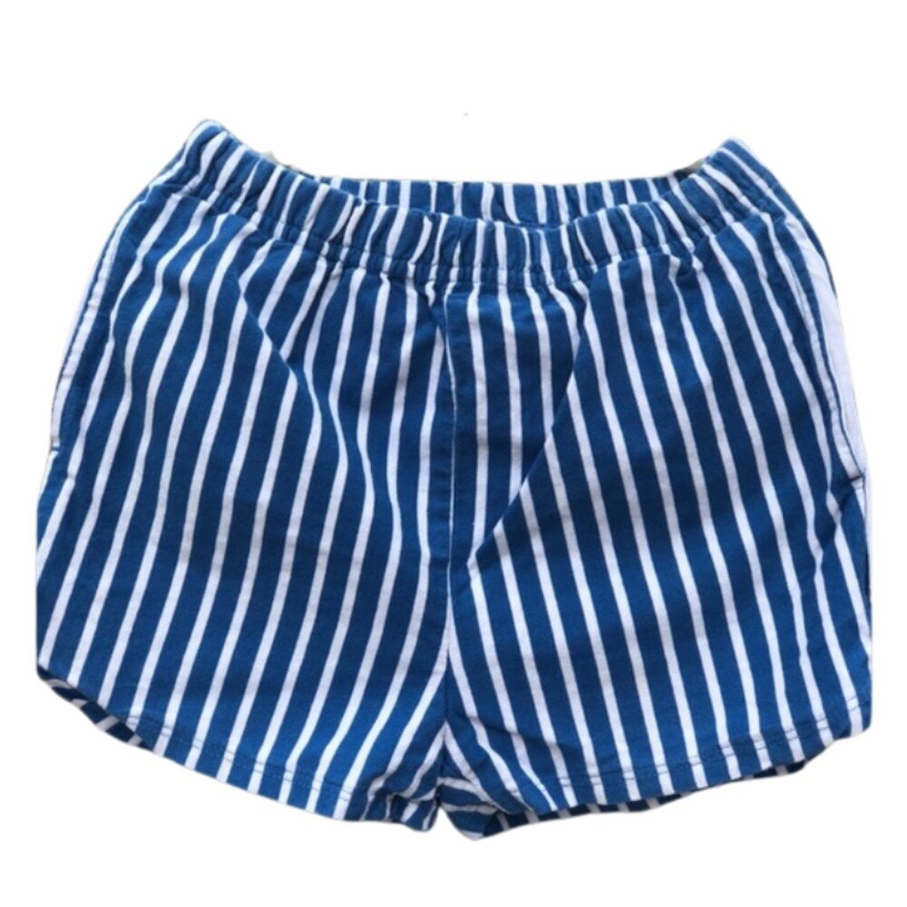 Hanna Andersson French Terry Dolphin Vent Striped Shorts Cotton Size 6-7